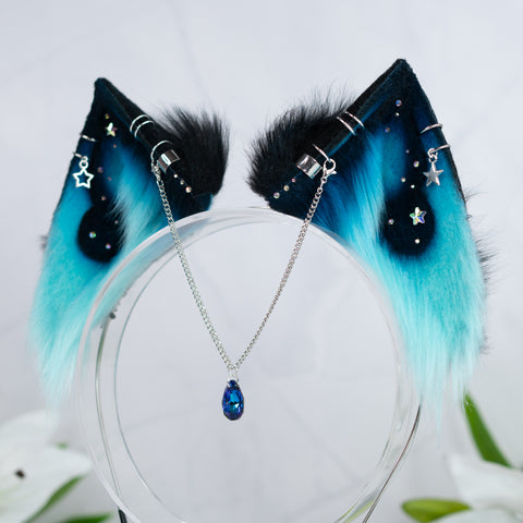 Turquoise galaxy cat ears