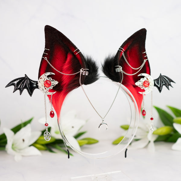 Red goth bat ears