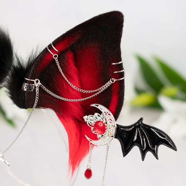 Red goth bat ears