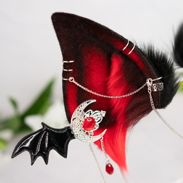 Red goth bat ears