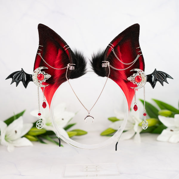 Red goth bat ears