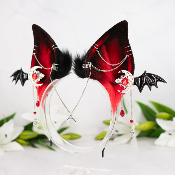 Red goth bat ears