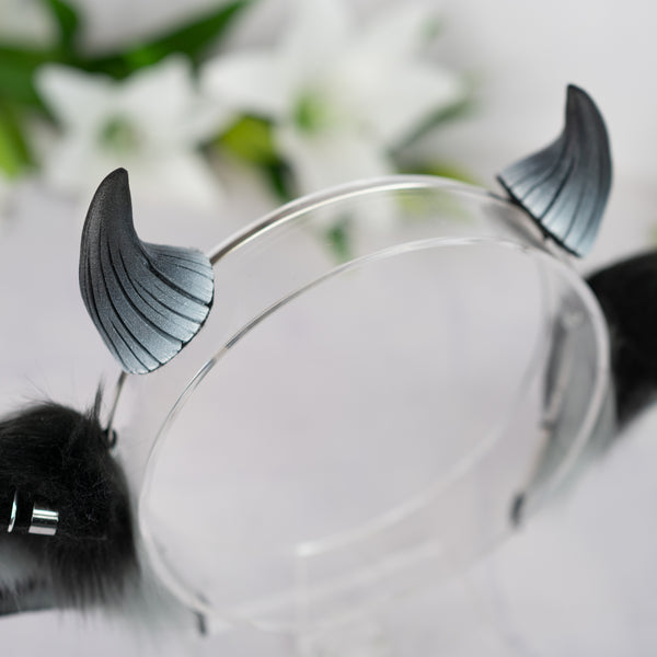 Cow ears with Piercings (Black/grey)