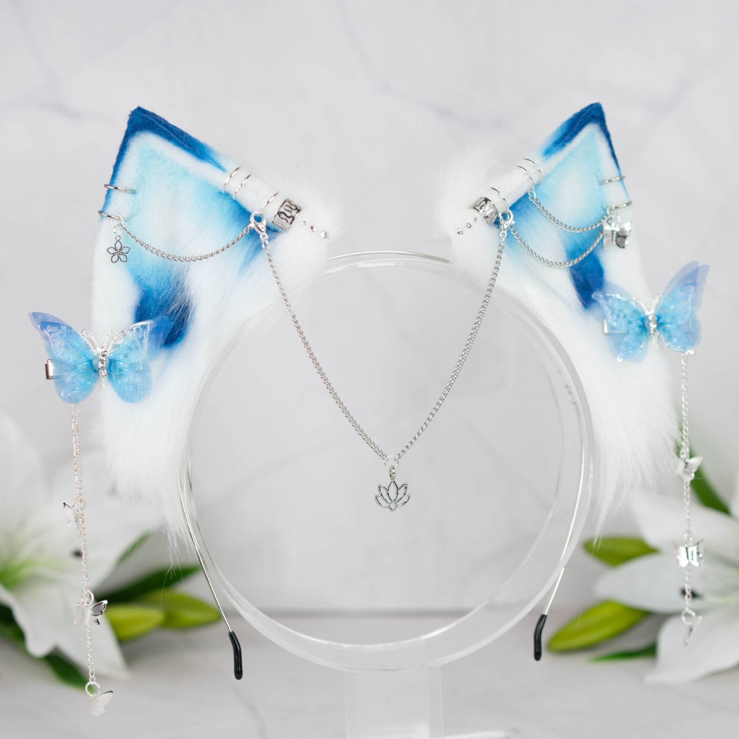 Blue butterfly cat ears