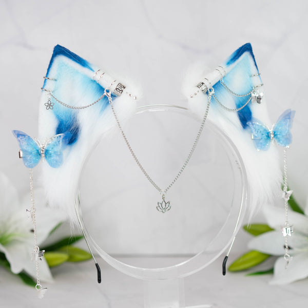 Blue butterfly cat ears