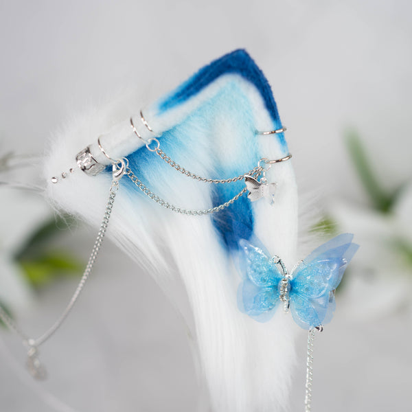 Blue butterfly cat ears