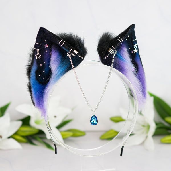 Purple/blue galaxy cat ears