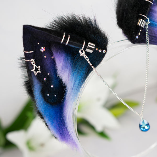 Purple/blue galaxy cat ears