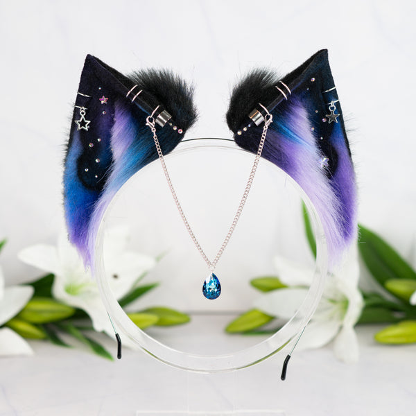 Purple/blue galaxy cat ears