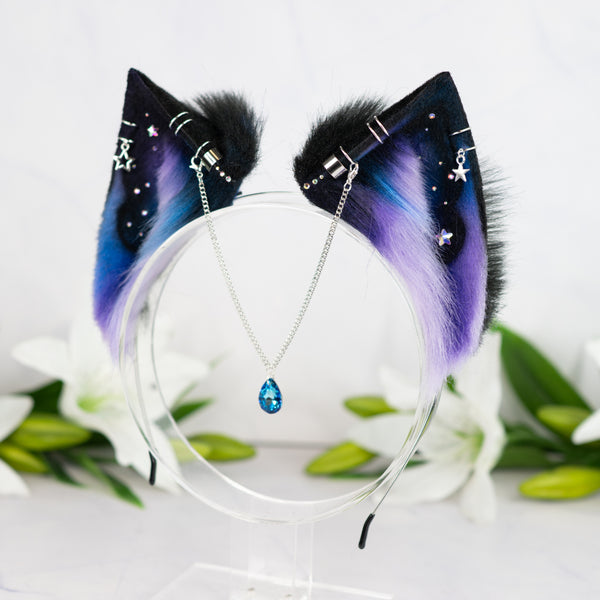 Purple/blue galaxy cat ears