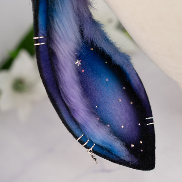 Purple/blue galaxy lop bunny ears