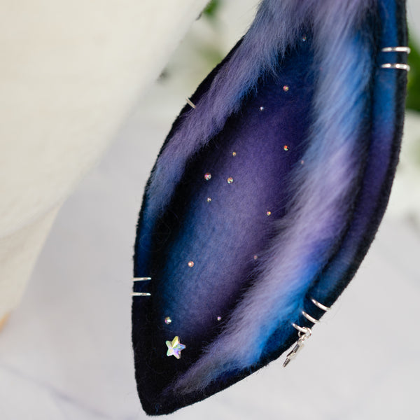 Purple/blue galaxy lop bunny ears