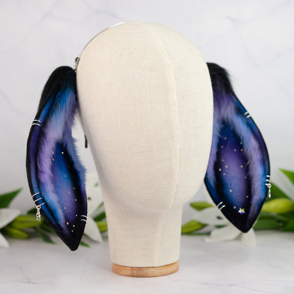 Purple/blue galaxy lop bunny ears