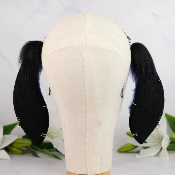 Purple/blue galaxy lop bunny ears