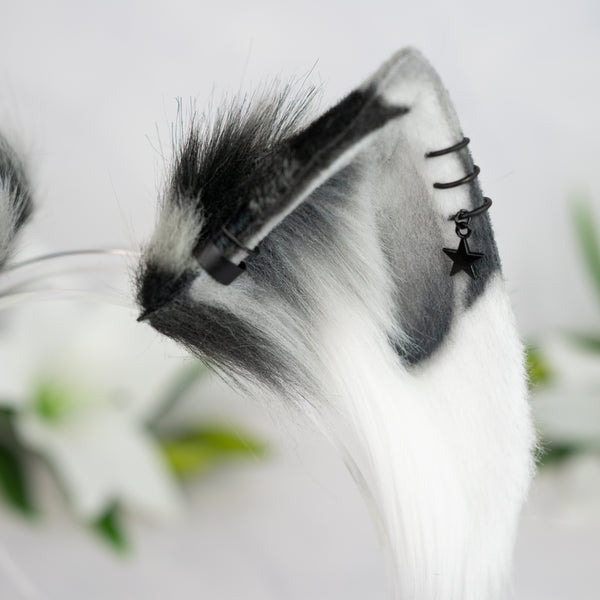 Monochrome Calico cat ears