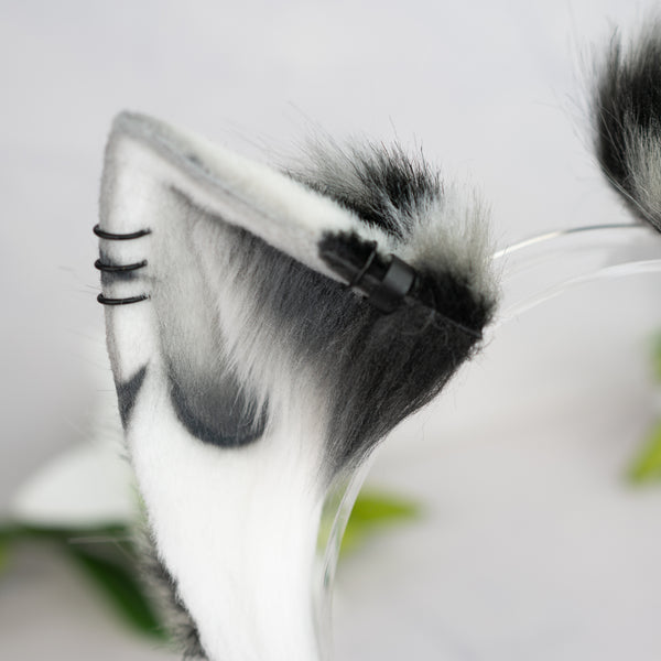 Monochrome Calico cat ears