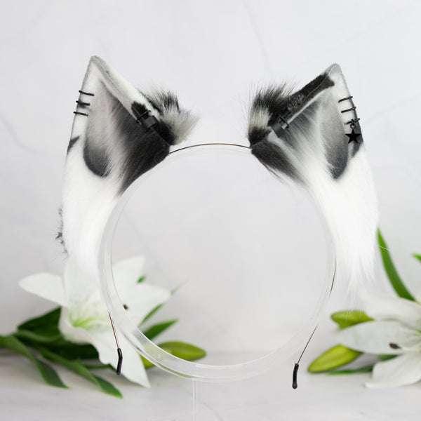 Monochrome Calico cat ears