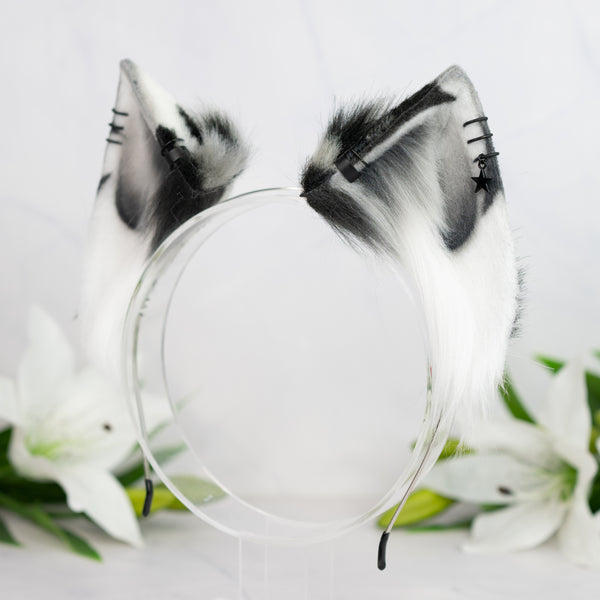 Monochrome Calico cat ears