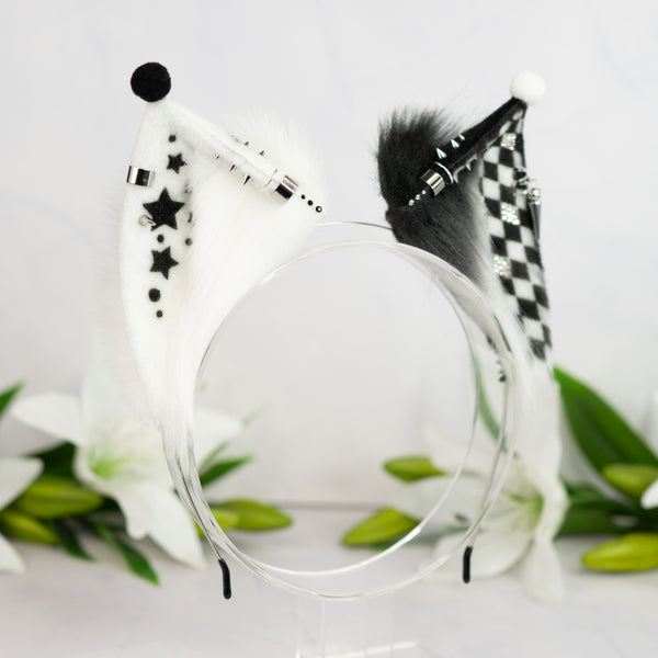 Clown cat ears (Black/white) 2