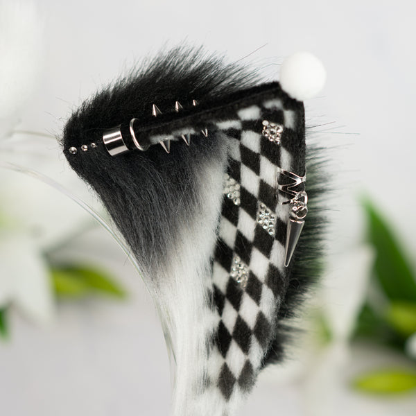 Clown cat ears (Black/white) 2