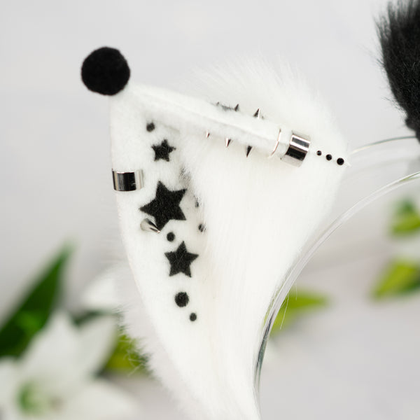 Clown cat ears (Black/white) 2