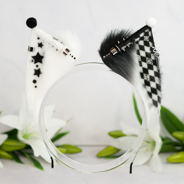 Clown cat ears (Black/white) 2