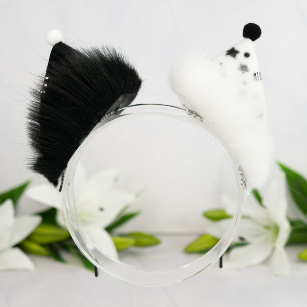Clown cat ears (Black/white) 2