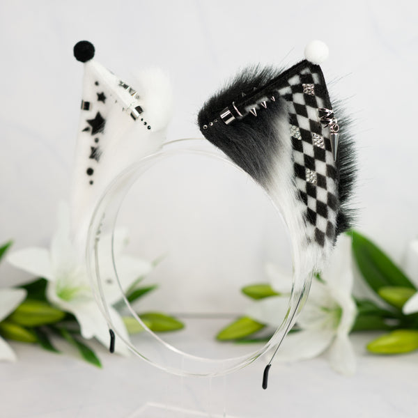 Clown cat ears (Black/white) 2