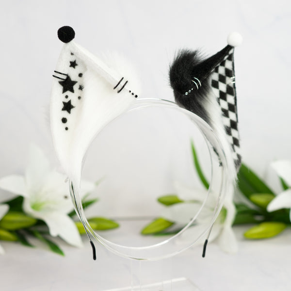 Clown cat ears (Black/white)