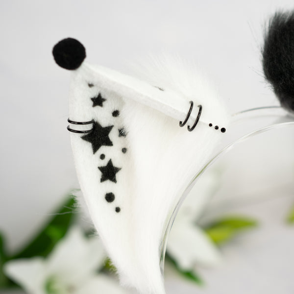 Clown cat ears (Black/white)