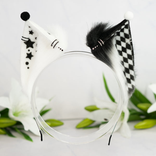 Clown cat ears (Black/white)
