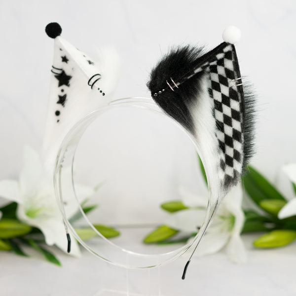 Clown cat ears (Black/white)