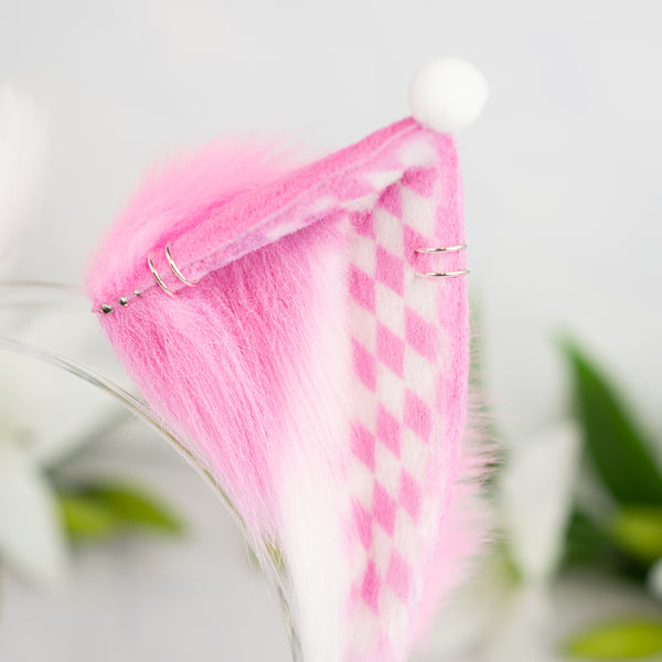 Clown cat ears (Pink/white)