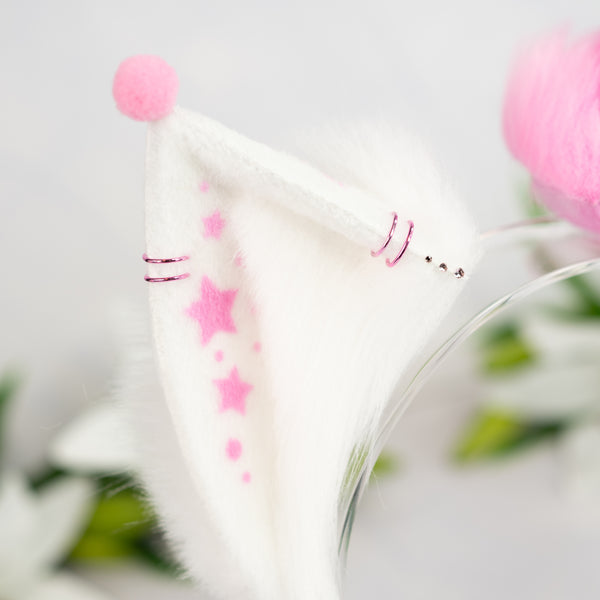 Clown cat ears (Pink/white)