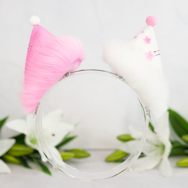 Clown cat ears (Pink/white)