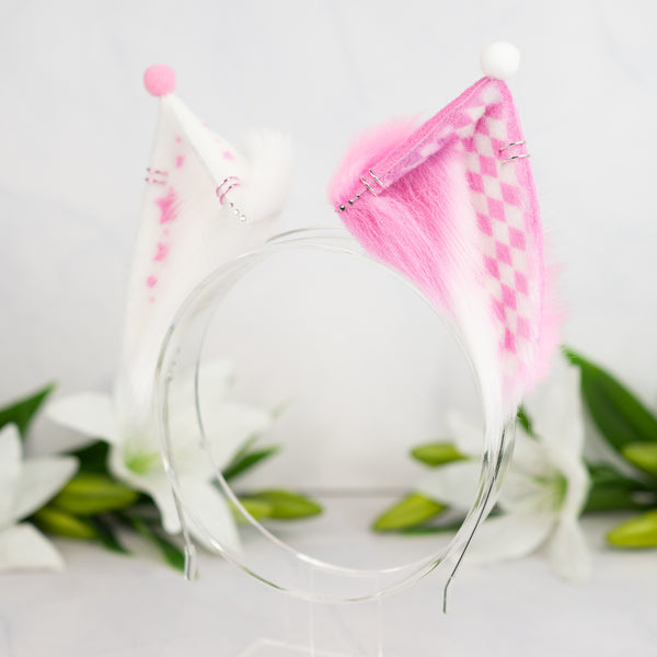 Clown cat ears (Pink/white)