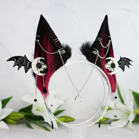 Crimson goth fox ears