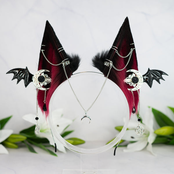 Crimson goth fox ears