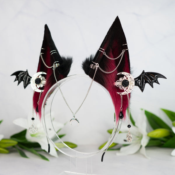 Crimson goth fox ears