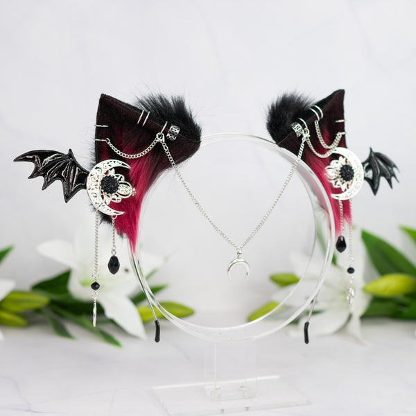 Crimson goth kitten ears