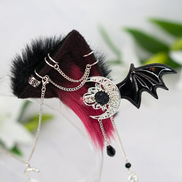 Crimson goth kitten ears