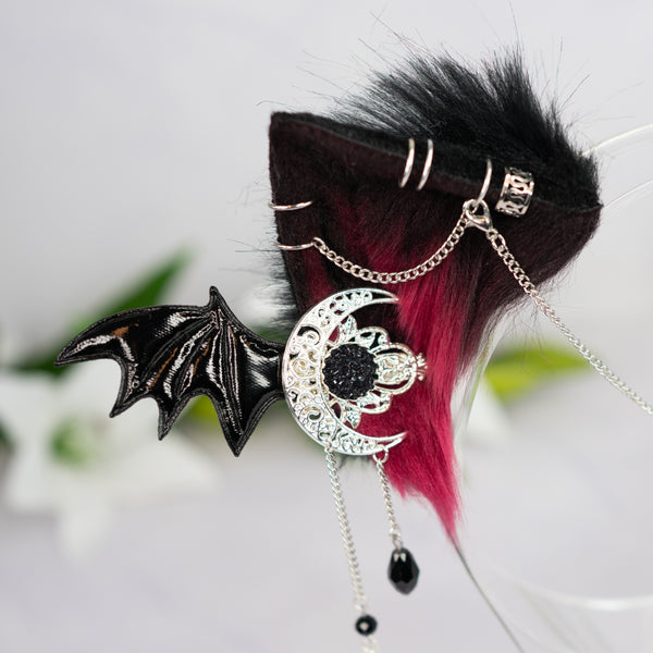 Crimson goth kitten ears