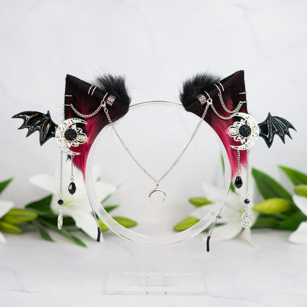 Crimson goth kitten ears