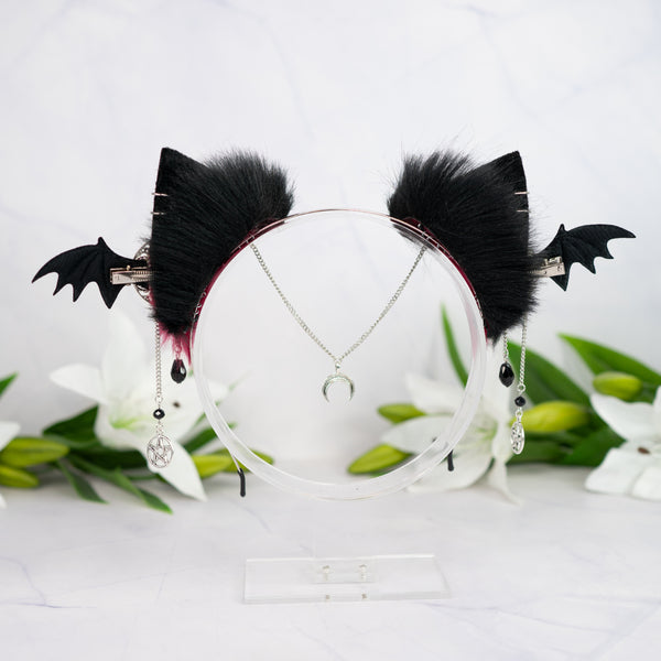 Crimson goth kitten ears