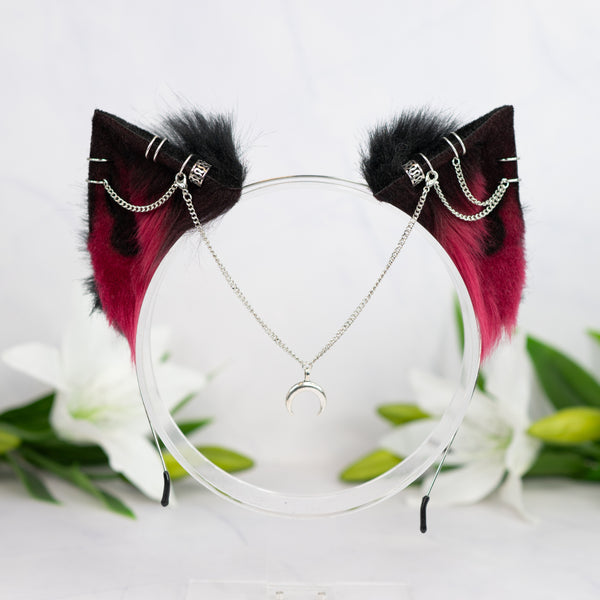 Crimson goth kitten ears