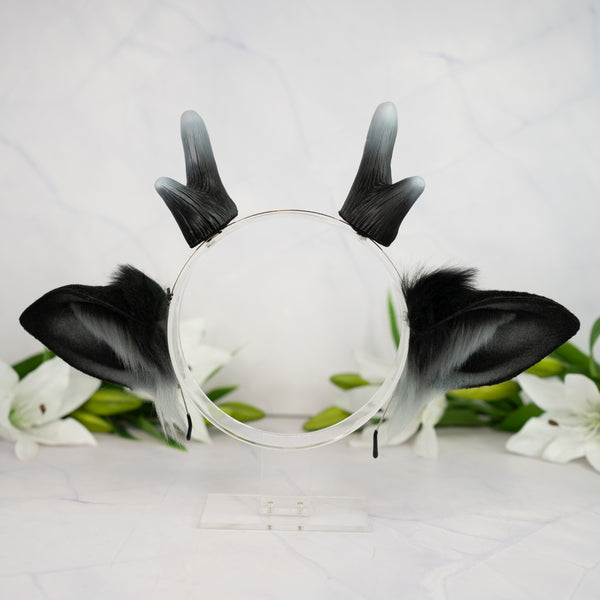 Black deer ears with antlers