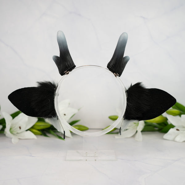 Black deer ears with antlers