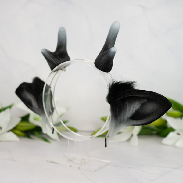 Black deer ears with antlers