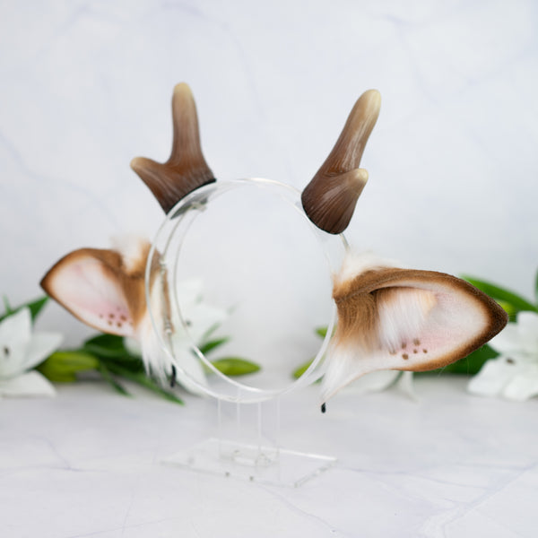 Spotted deer ears with antlers