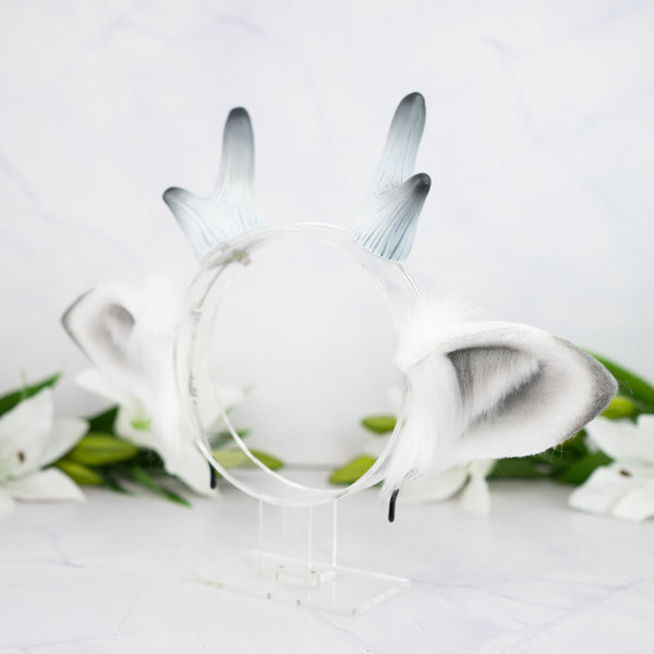 Snow deer ears with antlers